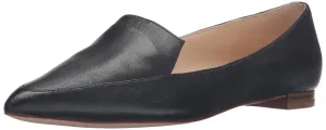Nine West Women's Abay Leather Pointed Toe Flat, Black, 10