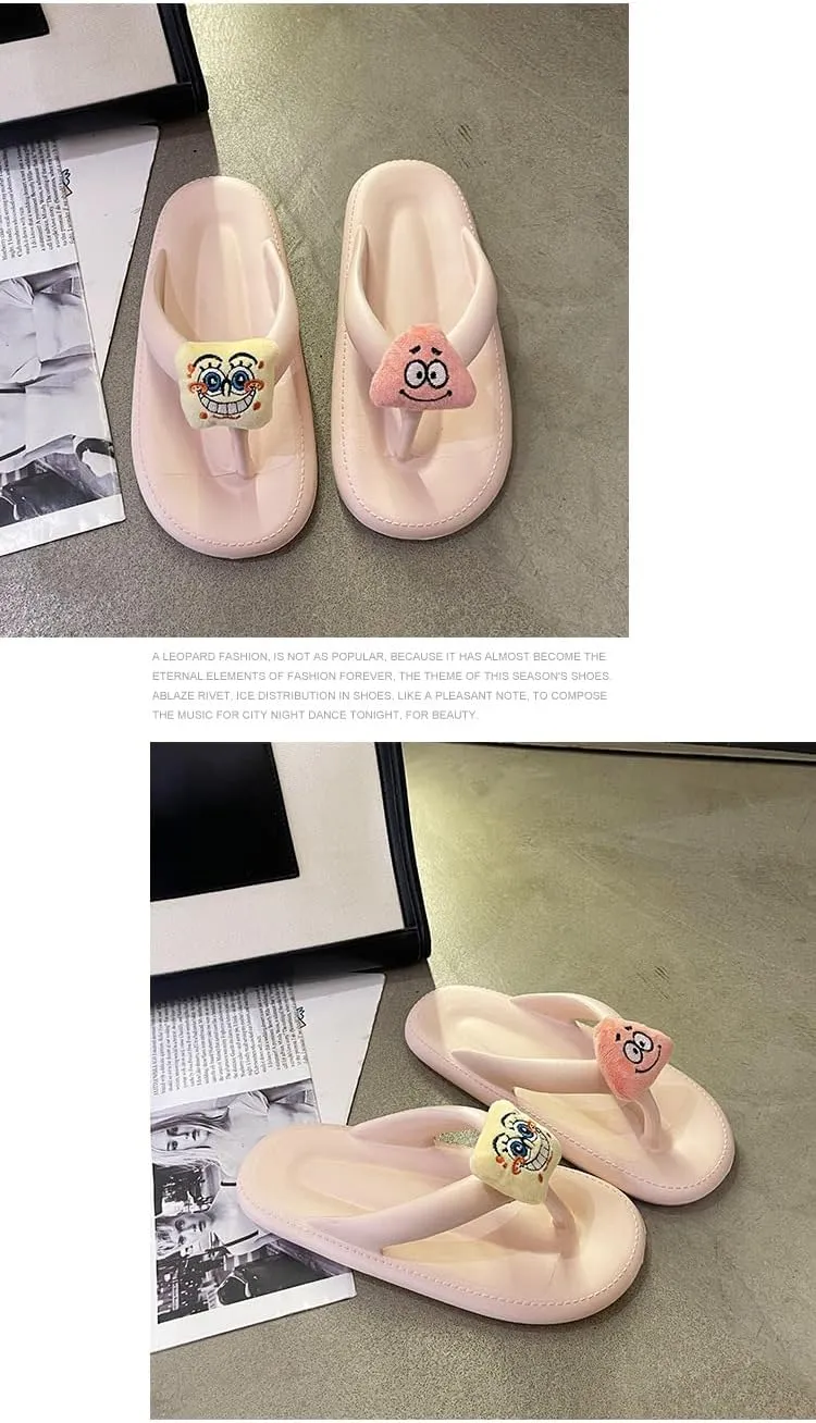 Non-Slip Slippers for Women Men, Cute Cartoon Flip flop Slippers for Indoor Outdoor,Soft Summer Indoor Outdoor Beach Cloudies Sandals