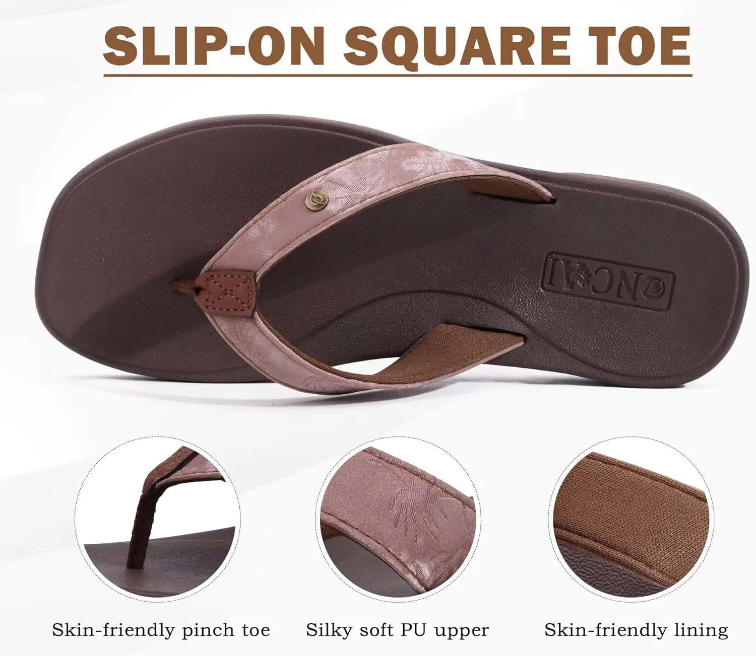 ONCAI Womens Cushion Flip Flops Women's Soft Comfortable Flip Flop Fashion Summer Beach Cute Lightweight Sandals for Woman Size 6-11