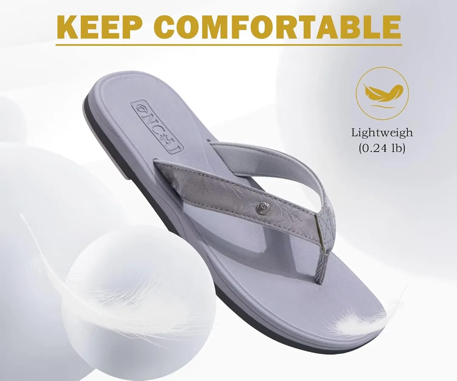 ONCAI Womens Cushion Flip Flops Women's Soft Comfortable Flip Flop Fashion Summer Beach Cute Lightweight Sandals for Woman Size 6-11