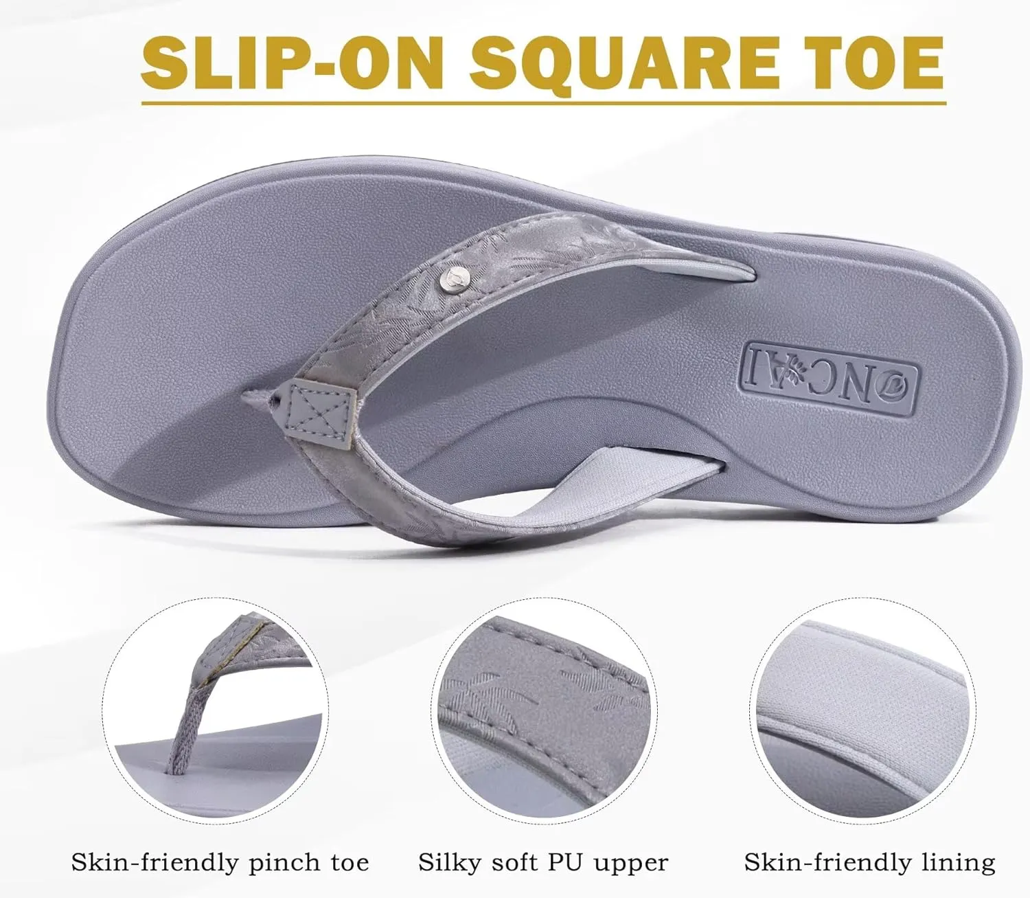 ONCAI Womens Cushion Flip Flops Women's Soft Comfortable Flip Flop Fashion Summer Beach Cute Lightweight Sandals for Woman Size 6-11