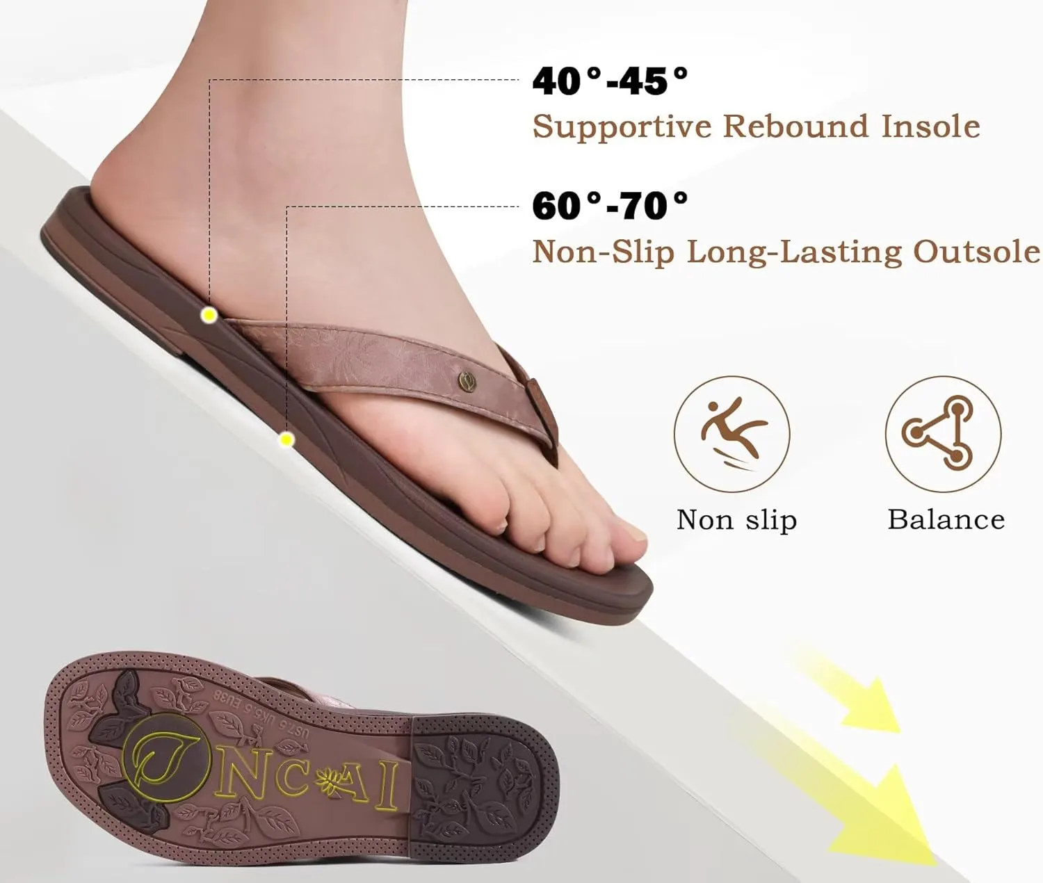 ONCAI Womens Cushion Flip Flops Women's Soft Comfortable Flip Flop Fashion Summer Beach Cute Lightweight Sandals for Woman Size 6-11