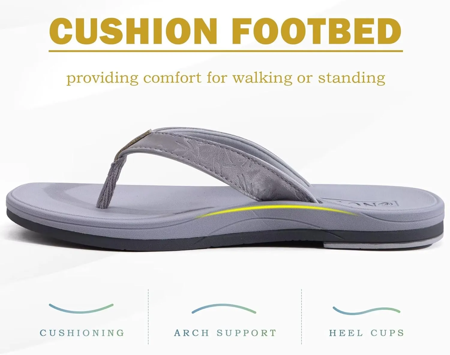 ONCAI Womens Cushion Flip Flops Women's Soft Comfortable Flip Flop Fashion Summer Beach Cute Lightweight Sandals for Woman Size 6-11
