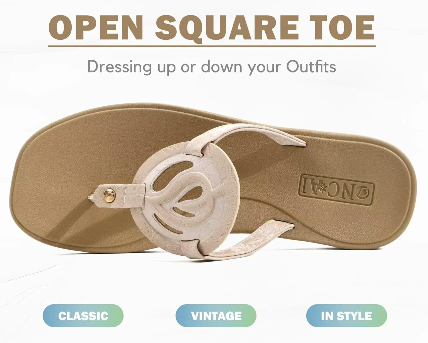 ONCAI Womens Flip Flops Fashion Flat Sandals Summer Vacations Casual Cute Slip On Dressys Sandals for Woman Size 6-11