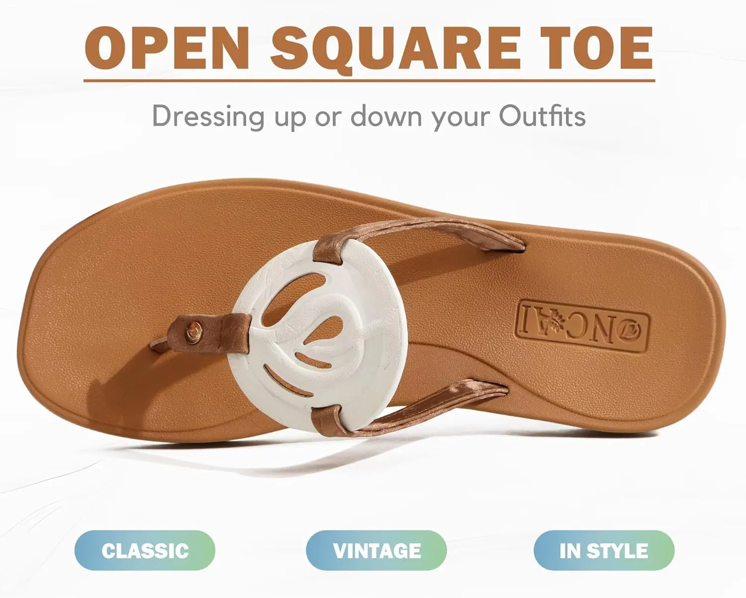 ONCAI Womens Flip Flops Fashion Flat Sandals Summer Vacations Casual Cute Slip On Dressys Sandals for Woman Size 6-11
