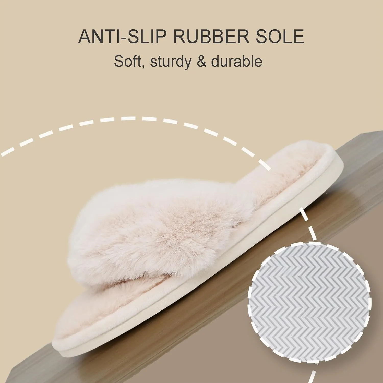 Onmygogo Plush Indoor Flip Flop Thong Slippers for Women Open Toe, Fuzzy Faux Fur Spa House Slippers