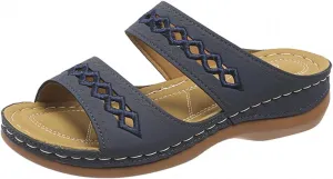 Orthopedic Sandals for Women with Arch Support Walking Slippers Slip On Wide Width Slides for Summer Beach Non Slip Breathable Sandal Vintage Flip Flops Dressy Spring Flat