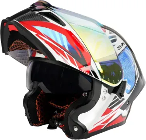Orthrus Modular LED Full Face Motorcycle Helmet - DOT Approved Flip-Up Dual Visor Sun Shield & Bluetooth Ready for Adults Men Women - Street Bike/Motocross (Colorful, XL)