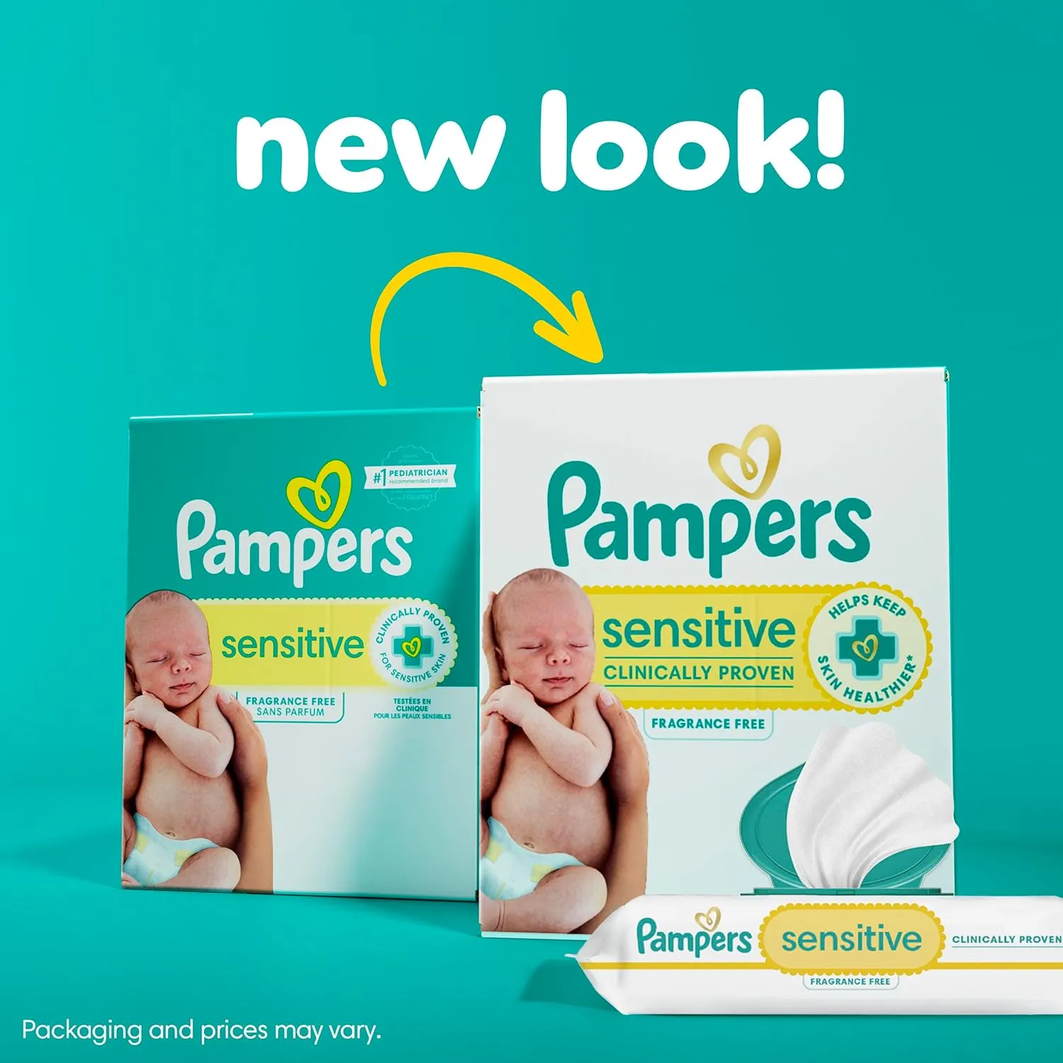 Pampers Baby Wipes Sensitive, Water Based Baby Wipes, Hypoallergenic and Unscented Baby Wipes, 504 Wipes Total (6 Flip-Top Packs)