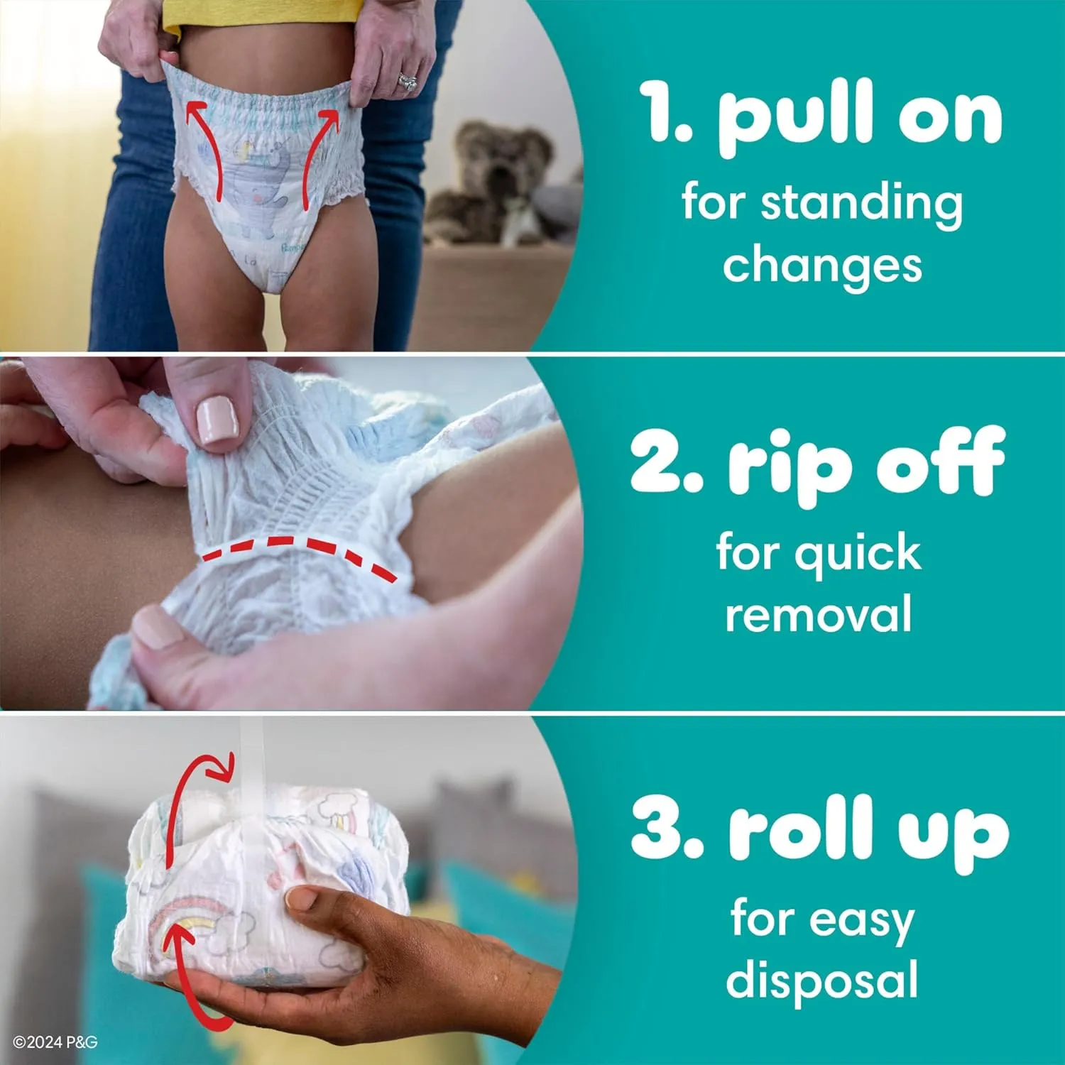 Pampers Swaddlers 360 Pull-On Diapers, Size 5, 116 Count, with Sensitive Water Based Baby Wipes 12 Flip-Top Packs (1008 Wipes Total)