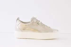PAUL GREEN - 5017-12X MOC-LACE WEDGE FASHION SHOE - GOLD METALLIC