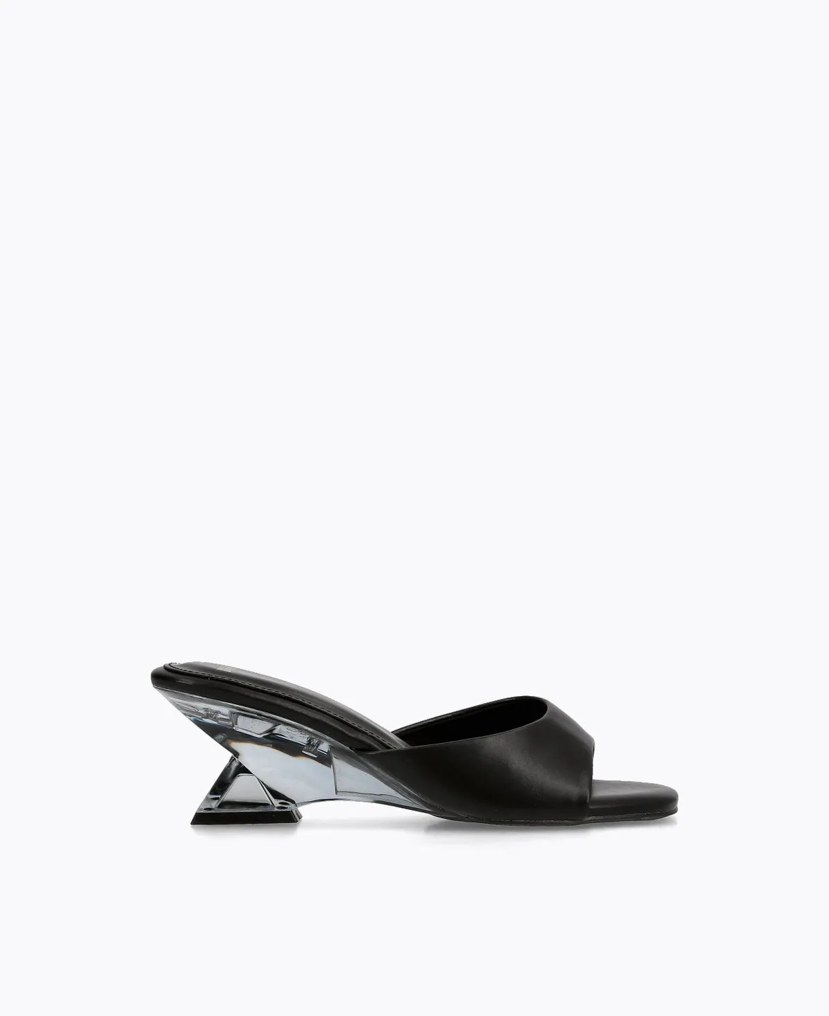 Petra Clear Wedge Sandals - Black