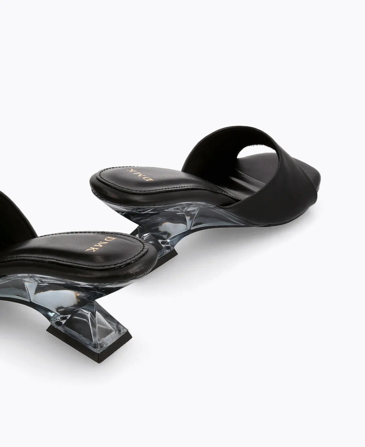 Petra Clear Wedge Sandals - Black