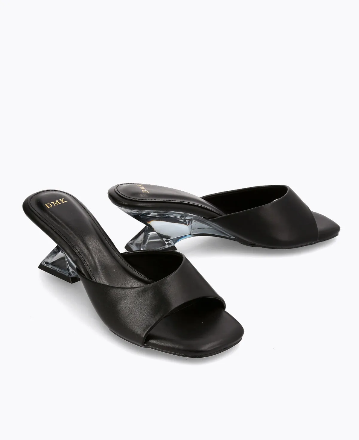 Petra Clear Wedge Sandals - Black