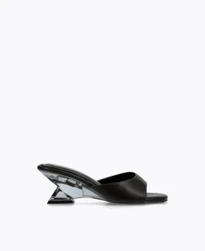 Petra Clear Wedge Sandals - Black