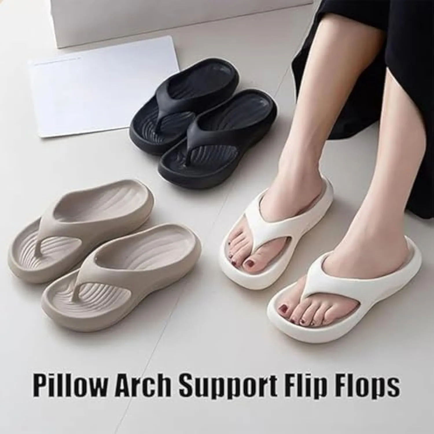 Pillow Arch Support Flip Flops, Platform Recovery Flipflops Orthopedic Sandals, Pillow Soft Summer Beach Shoes