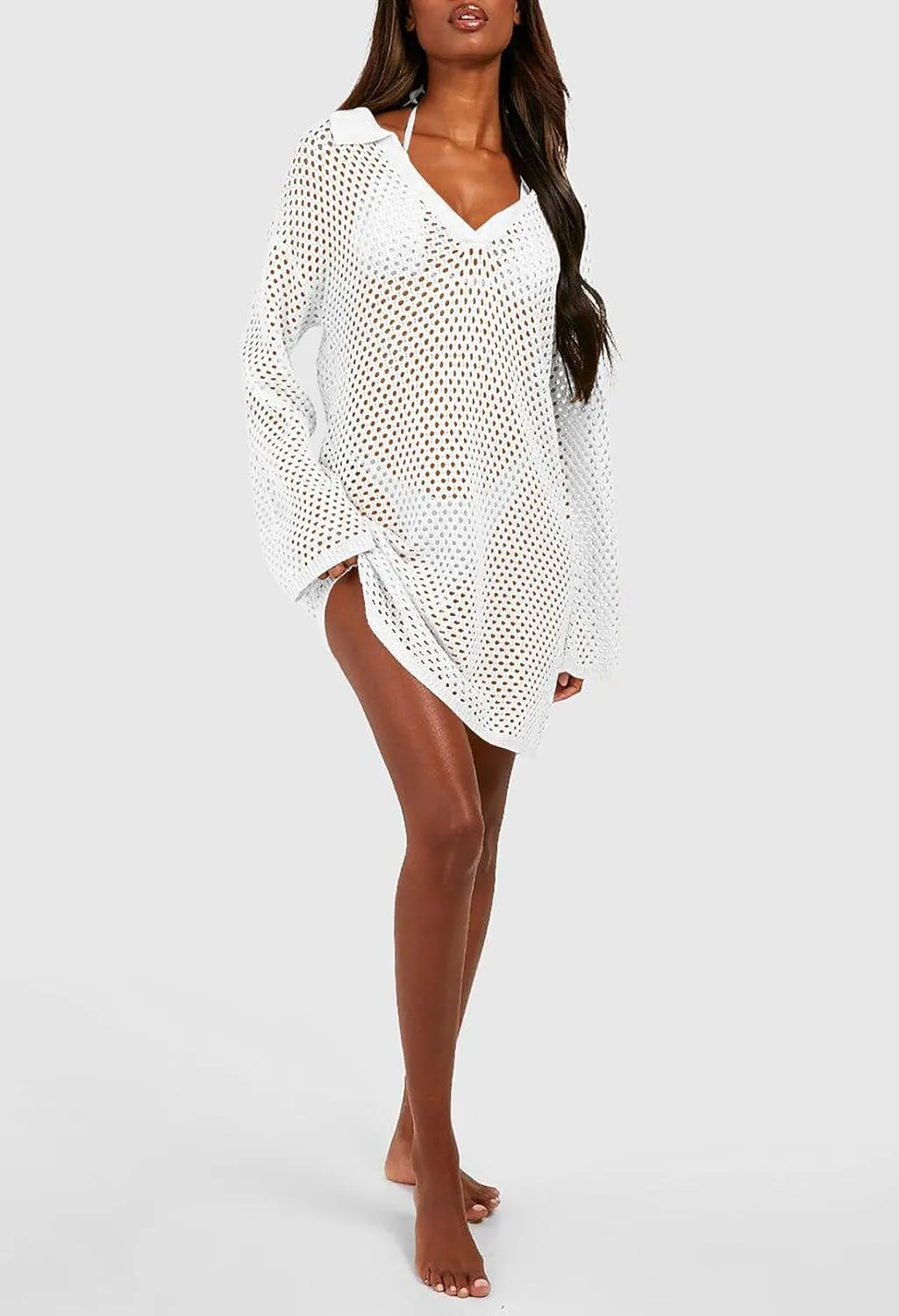 Pink Queen Crochet Swimsuit Cover Up for Women 2025 Sexy Hollow Out Bikini Bathing Suit Coverup Knit Beach Swimwear Dress