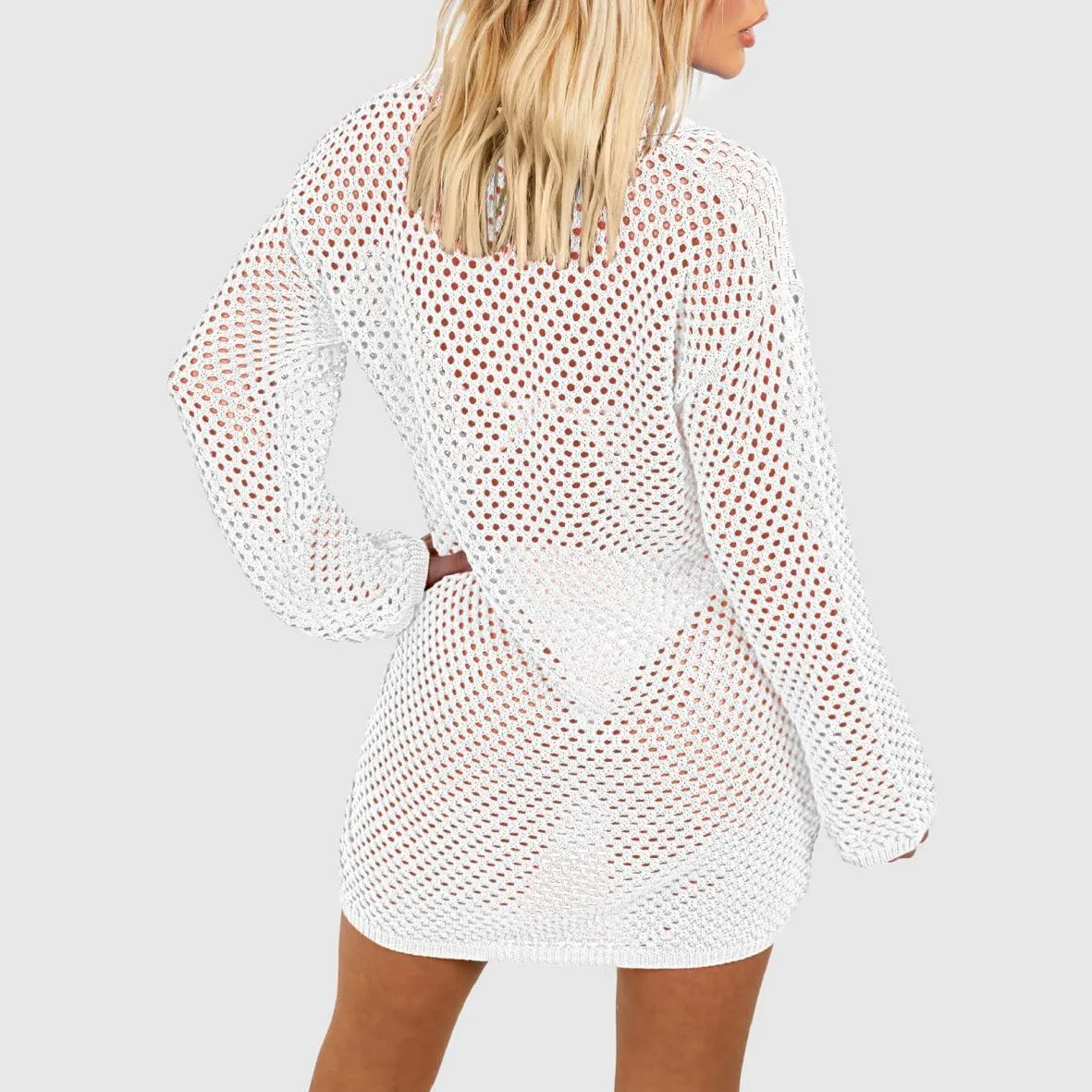 Pink Queen Crochet Swimsuit Cover Up for Women 2025 Sexy Hollow Out Bikini Bathing Suit Coverup Knit Beach Swimwear Dress