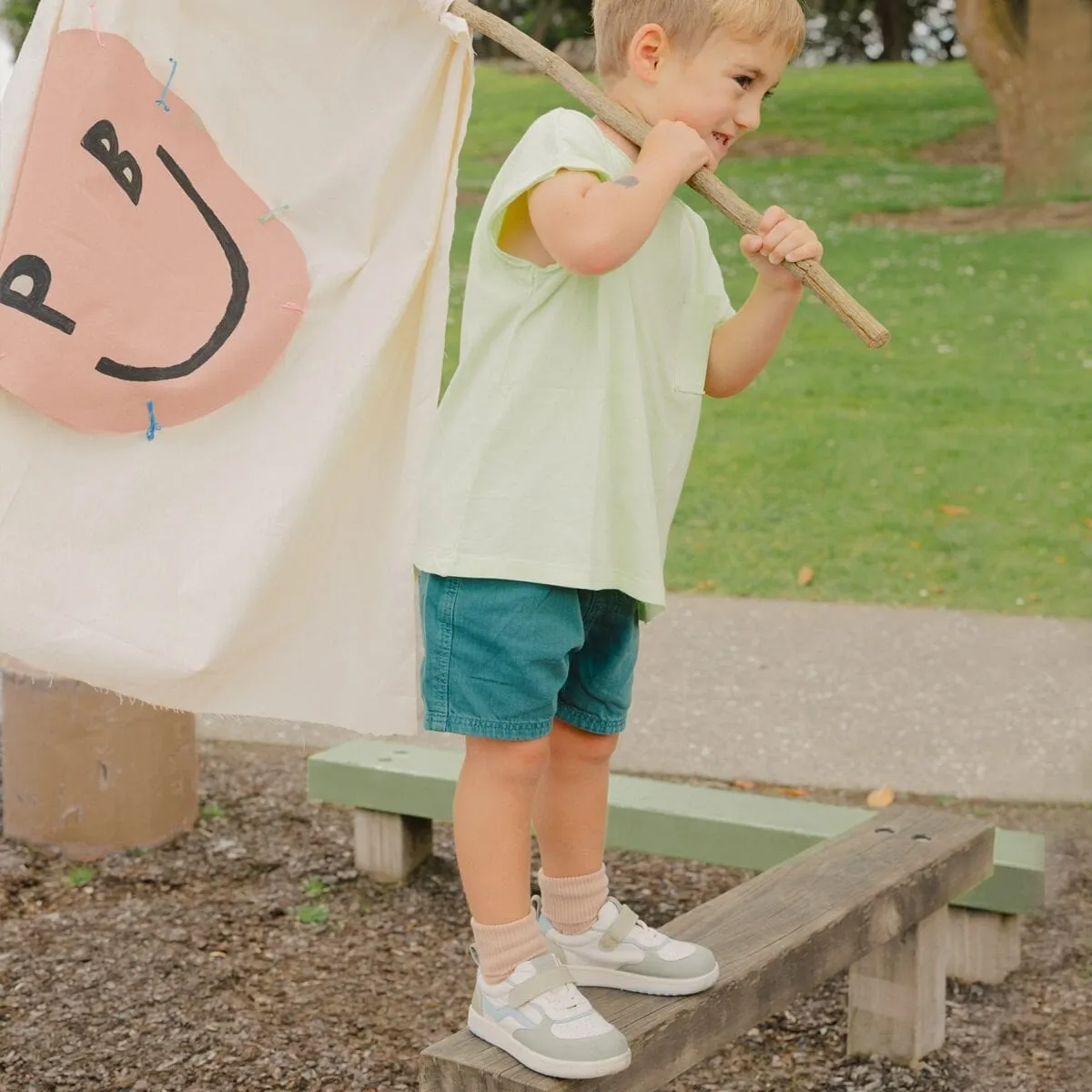 Playground Trainer in Sage Combo