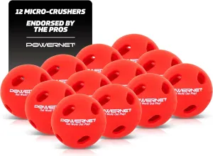 PowerNet Crusher & Micro Crusher Training Baseballs & Softballs, Baseball & Softball Hitting Trainer for Improved Speed, Power & Coordination, Batting Practice Balls 12 PK or Coach Bundle