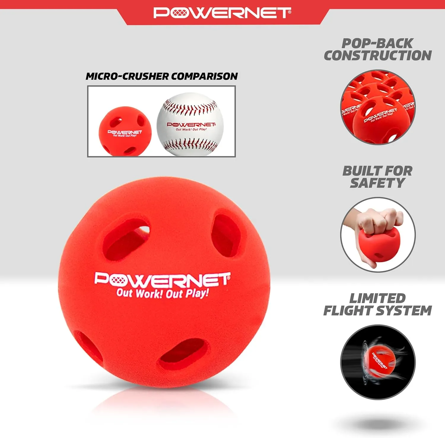 PowerNet Crusher & Micro Crusher Training Baseballs & Softballs, Baseball & Softball Hitting Trainer for Improved Speed, Power & Coordination, Batting Practice Balls 12 PK or Coach Bundle