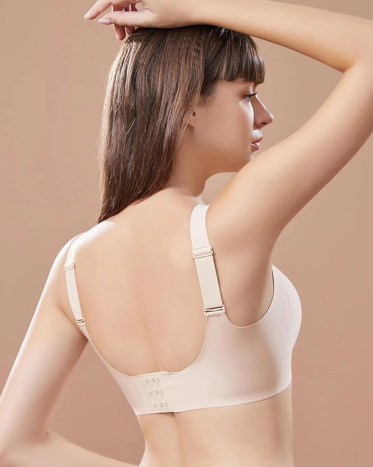 PRETTYWELL Wireless Bras for Women No Underwire Comfort Seamless Smoothing Bra Lift V Neck Padded Full Coverage Everyday Bra