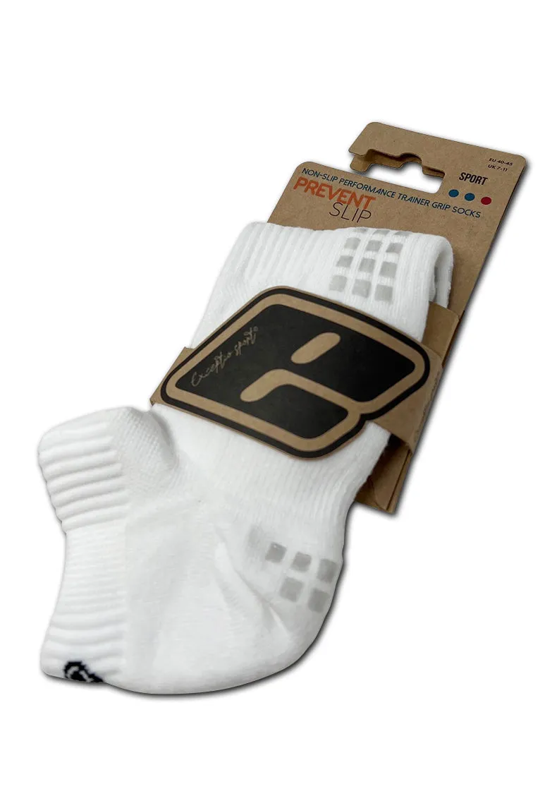 Prevent Slip - White Non-Slip Performance Trainer Grip Socks