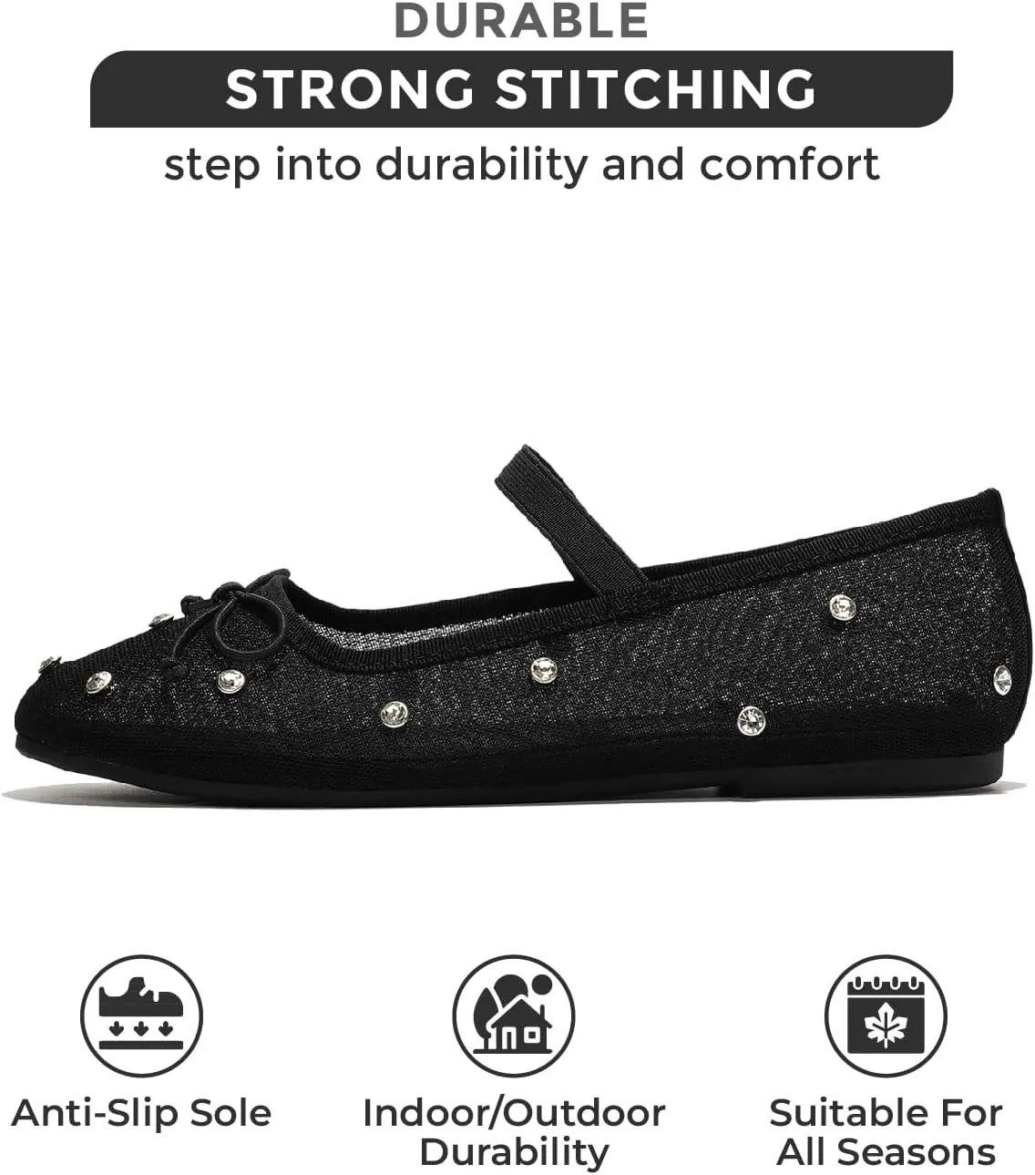 Project Cloud Ballet Flats Shoes for Women - Lightweight & Stylish Ballet Flats for Women Footwear - Non-Slip Mary Jane Shoes with Memory Foam - Casual Footwear for All-Day Comfort