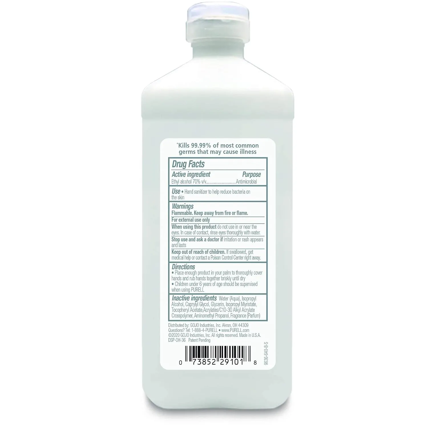 Purell Advanced Hand Sanitizer Refreshing Gel, Clean Scent, 16 fl oz Flip Cap Bottle (Pack of 12) - 9636-12-S
