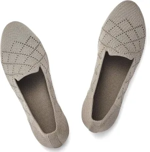 Puxowe Ballet Flats for Women - Stretch Knit Slip-On Low Wedge Shoes, Soft Round Toe Design for Office, Travel & Daily Walking