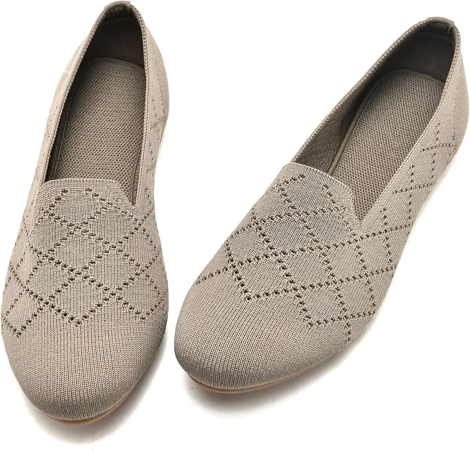 Puxowe Ballet Flats for Women - Stretch Knit Slip-On Low Wedge Shoes, Soft Round Toe Design for Office, Travel & Daily Walking