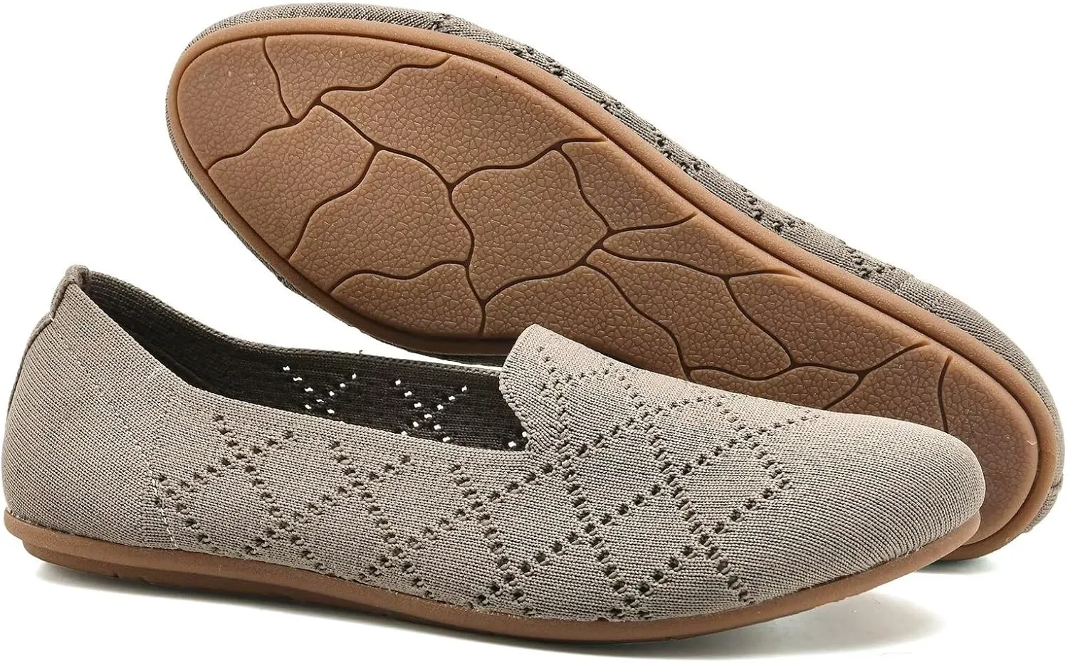 Puxowe Ballet Flats for Women - Stretch Knit Slip-On Low Wedge Shoes, Soft Round Toe Design for Office, Travel & Daily Walking