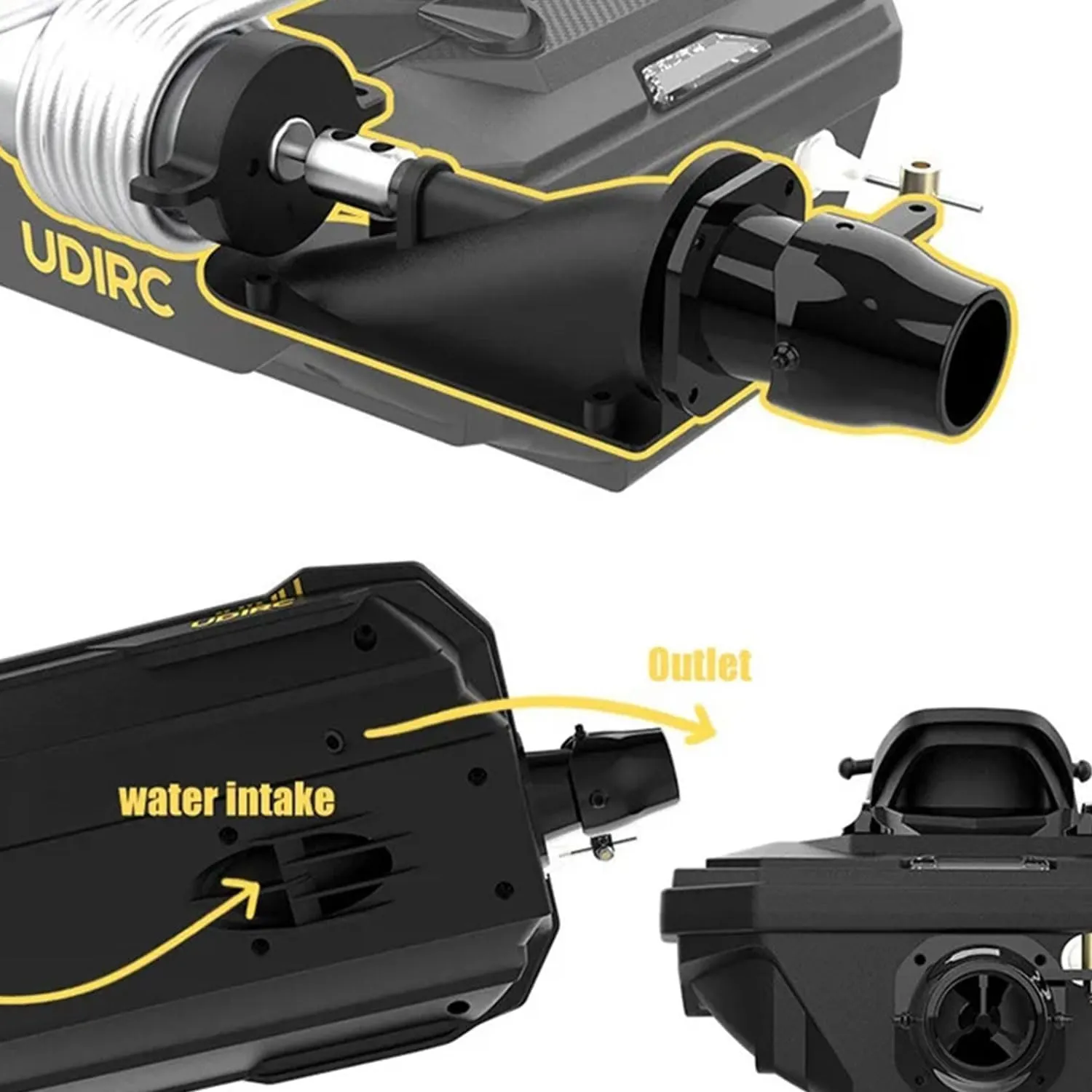 RC Turbo Jet Boat 25 KPH Brushless, 2.4GHz Adult RC Jet Ski, RC Boat for Pools, Lakes and Rivers with 2 Batteries, LED Light, Low Battery Alarm