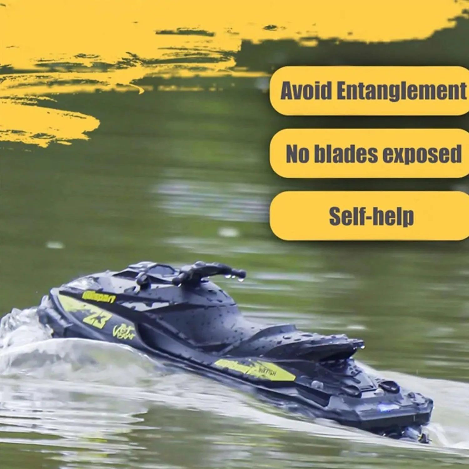 RC Turbo Jet Boat 25 KPH Brushless, 2.4GHz Adult RC Jet Ski, RC Boat for Pools, Lakes and Rivers with 2 Batteries, LED Light, Low Battery Alarm