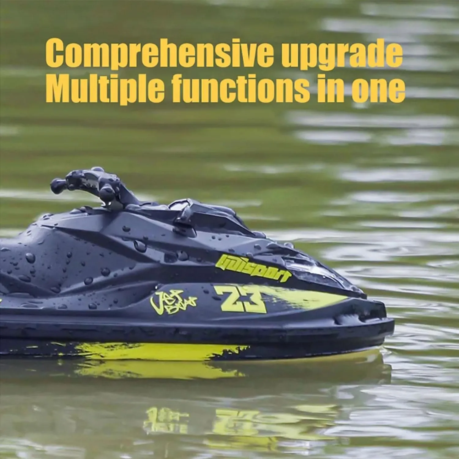 RC Turbo Jet Boat 25 KPH Brushless, 2.4GHz Adult RC Jet Ski, RC Boat for Pools, Lakes and Rivers with 2 Batteries, LED Light, Low Battery Alarm