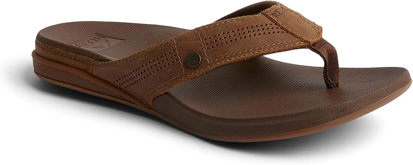 REEF Cushion Lux Men's Flip Flop, Ultra Soft Cushion Footbed, Full Grain Leather Strap