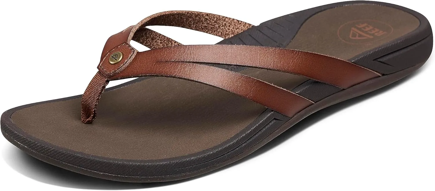REEF Pacific Joy Women's Flip Flop, Vegan Leather Strap and Soft Cushion Footbed