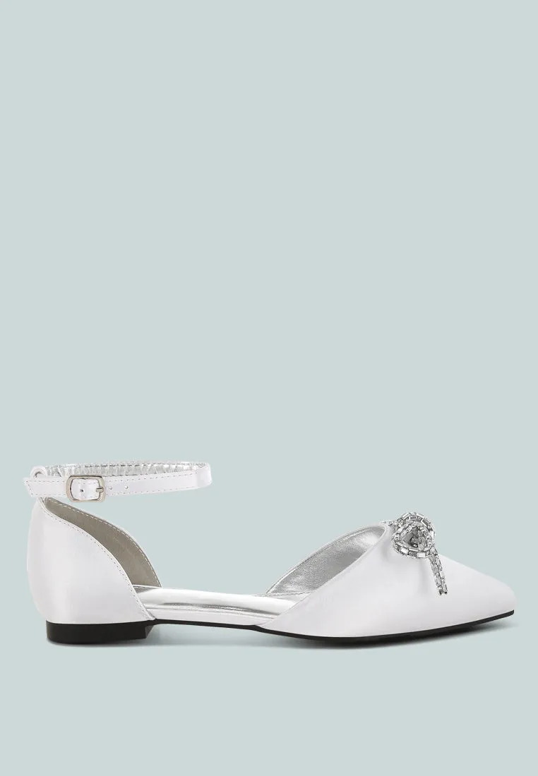 Rhinestone Detail Bow Flat Sandals By RAG