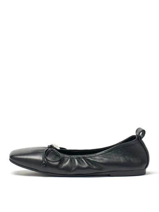 RIBBON BALLET FLAT SHOES IN BLACK