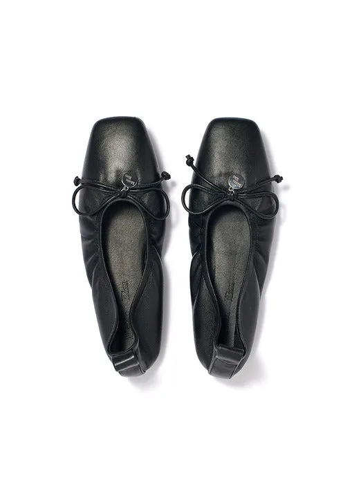 RIBBON BALLET FLAT SHOES IN BLACK