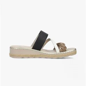 Rieker 61758-90 Womens Mules Beige Multi