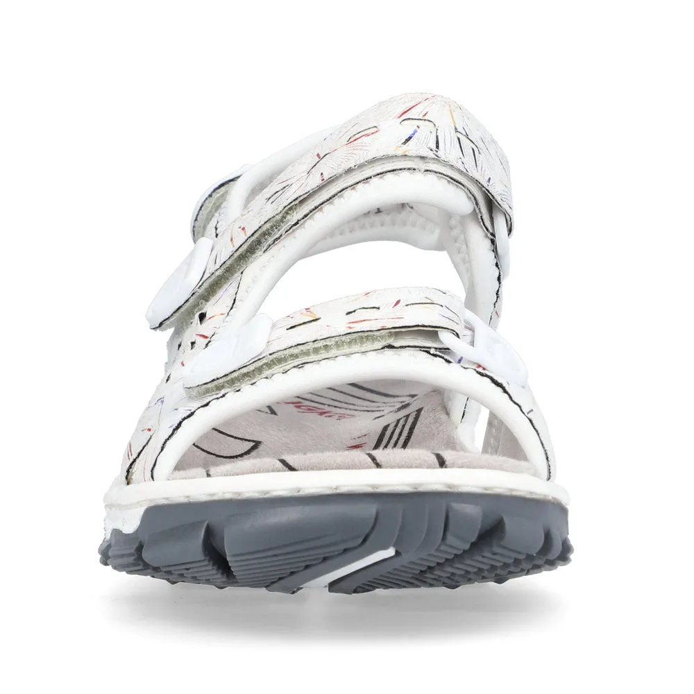 RIEKER - 68872-90 VELCRO COMFORT SANDAL - WHITE MULTI
