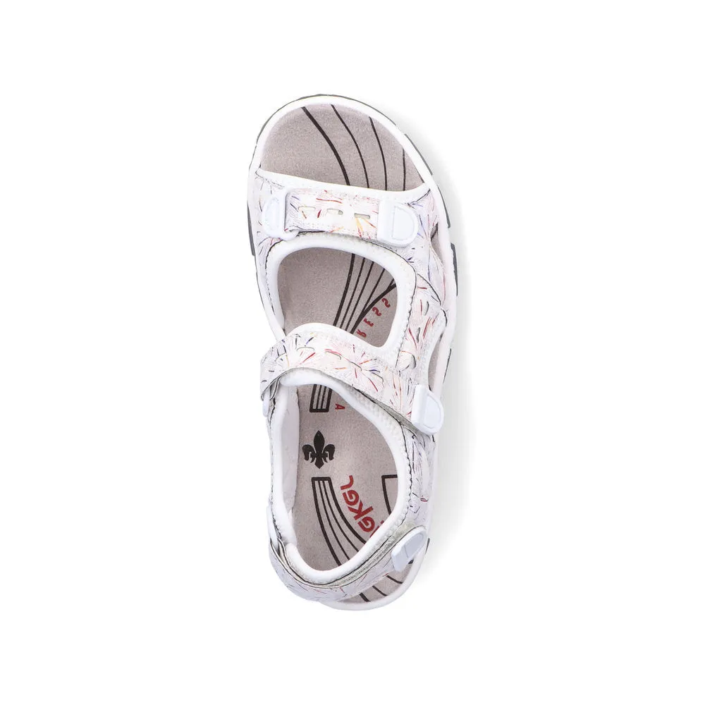 RIEKER - 68872-90 VELCRO COMFORT SANDAL - WHITE MULTI