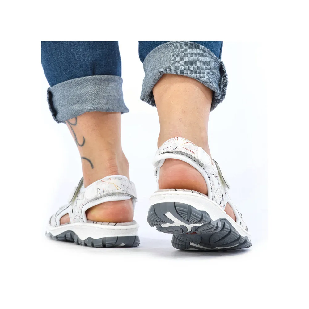 RIEKER - 68872-90 VELCRO COMFORT SANDAL - WHITE MULTI