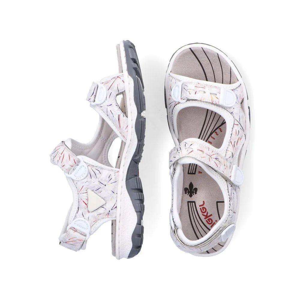 RIEKER - 68872-90 VELCRO COMFORT SANDAL - WHITE MULTI