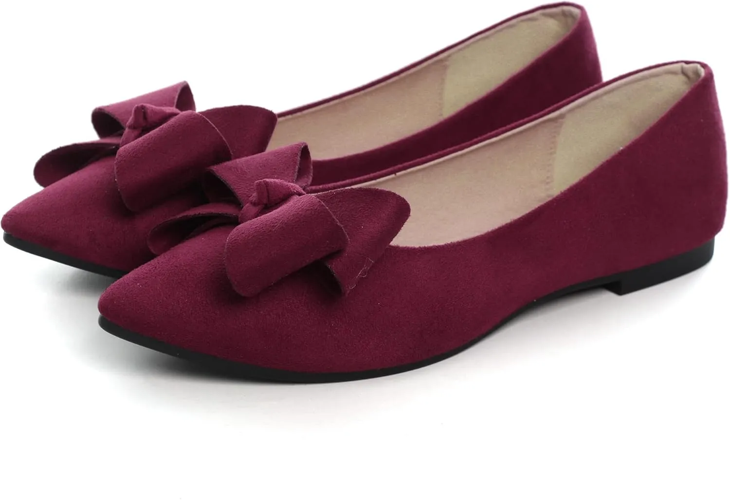 SAILING LU Pointy Toe Ballet Flats for Women with Cute Bowknot Elegant Slip-ons Soft Support Daily Walking Shoes