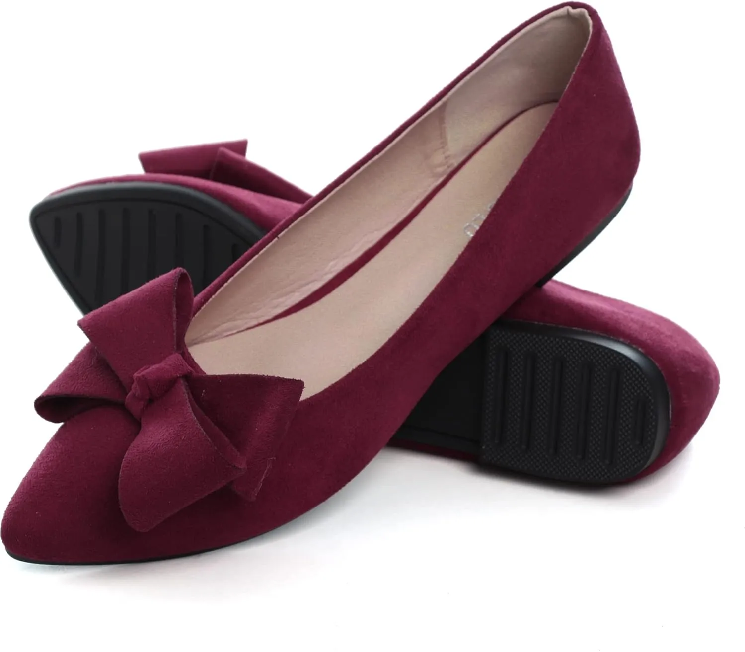 SAILING LU Pointy Toe Ballet Flats for Women with Cute Bowknot Elegant Slip-ons Soft Support Daily Walking Shoes