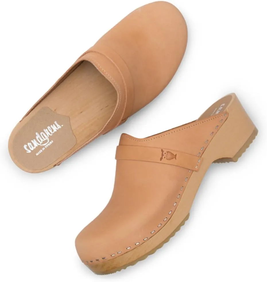 Sandgrens Handmade Swedish Wood Clogs for Men, Low Heel Mule | Malmö