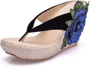 SaraIris Womens Braided Flip Flops Wedge Platform Slip On Summer Shopping Comfortable Slides Heeled Sandals