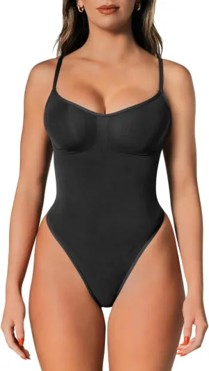 Shapewear Tummy Control Bodysuit Thong or Brief: Sculpting Shaper Tank Top Bodysuits & Snatched Waist Body Suit